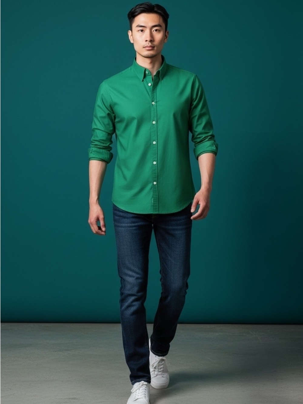 Mcedar Men's Long-Sleeve Button-Down Shirt in Green - Size XL